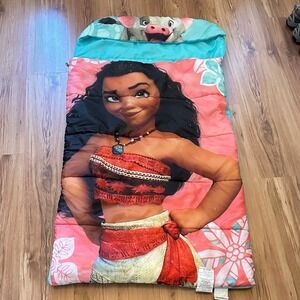 Disney‎ Moana & Pua Kids Sleeping Bag Pink Blue Twin Fair Condition